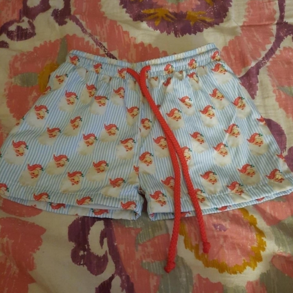 Striped Shorts with Red Drawstring